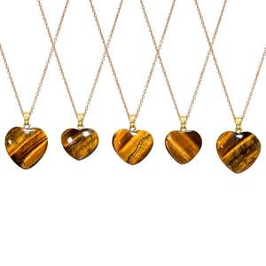 Collar con Colgante de Corazón de Piedra Ojo de Tigre, Cabujón Natural, Joyería para Mujer, Cristales de Sanación Energética, Chakra Calmante - Product Image 2