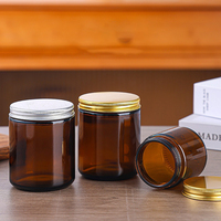 Récipients à bougies ronds en verre ambré de luxe 4oz 8oz 12oz 16oz Conteneur à bougies transparent Pots à bougies vides avec couvercle en métal