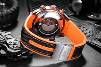 Montre automatique multifonctionnelle pour homme PAULAREIS, bracelet en toile et caoutchouc lumineux, largeur 20 mm, cadran en verre, aiguilles OM05