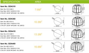 บ้านโดมโพลีคาร์บอเนตกันน้ำและกันเสียงสำหรับชมดาว ขนาด 360 x 251 ซม. ประกอบง่าย ป้องกันฝ้าตามธรรมชาติ - Product Image 6