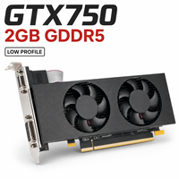 Nouvelle carte graphique GTX750 2 Go GDDR5 128 bits à profil bas avec refroidissement par ventilateur pour jeux DVI VGA pour ordinateur de bureau et pièces PC