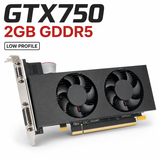 New Low Profile PCI Express GTX750 2GB GDDR5 128Bit DirectX 12 Graphics Card for DVI VGA Fan Cooling Gaming Desktop PC Parts