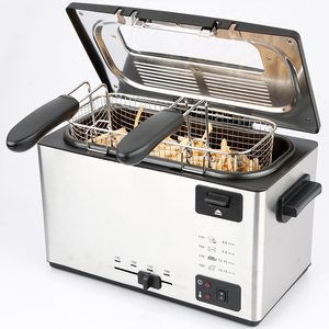Friteuses industrielles électriques à double cuve pour frites de pommes de terre, poulet et autres aliments, avec deux réservoirs et double comptoir - Product Image 3