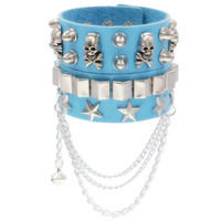 Bracelet large en cuir PU style Gothique Punk pour la danse urbaine, motif étoile dominatrice W.E. - Grande Vente Mode unisexe multicolores, personnalité tendance
