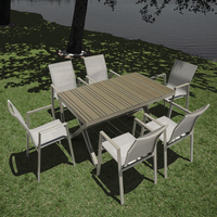 Tables en plastique personnalisées en usine Restaurant Nouveau design WPC Ensemble table et chaises d'extérieur Banquette de luxe pour les réunions de famille