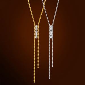 Elegante Collar de Joyería Fina con Cuentas en Forma de Y, Collares de Acero Inoxidable con Circonita, Collares con Colgante Minimalista de Moda para Mujer - Product Image 1