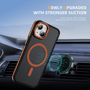 Custodia per telefono IP17 Pro Max serie <span class=keywords><strong>Cloud</strong></span> bicolore con anello magnetico effetto pelle e pulsante hardware per fotocamera, compatibile con IP15 PLUS - Product Image 1