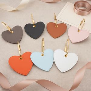 PU Leather Cute Heart Light <b>Key</b> <b>Chain</b> with Embossing Printing Durable Personalized Gift for Girlfriend & Boyfriend - Product Image 1