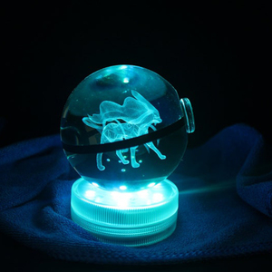 Boule de cristal Suicune, Pokéball en cristal, LED 3D, 80 mm, grande peinture gravée au laser, cadeau d'affaires, décoration de la maison - Product Image 4