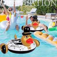 Bouée de natation gonflable en PVC en forme de canard, personnalisée OEM, lot de 2, pour la remise des diplômes 2026, avec pompe, pour adultes - Flotteur de piscine et fournitures pour fêtes de plage