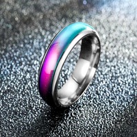 Anneaux à changement de couleur de conception de réaction thermique en acier inoxydable de 6MM pour les adolescentes-Anneau d'humeur à changement de couleur imperméable minimaliste