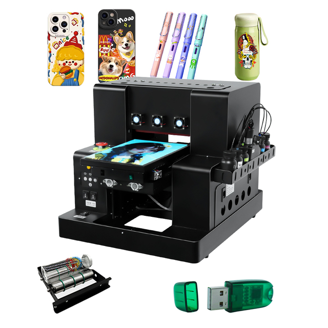 Direct Inkjet Print PVC Card ID Card Making Kits Printer A4 Size Led XP600 Uv Printer Flatbed Bottle Printer