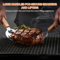 Griffes à viande en acier inoxydable avec longues poignées en bois, outil de attendrisseur de viande pour barbecue, idéal pour le porc, la dinde et le poulet déchiquetés