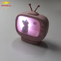 2020 크리스마스 선물 룸 장식 고양이 TV 핑크 LED 야간 조명 혁신적인 생일 선물 책상 램프 블랙 금요일