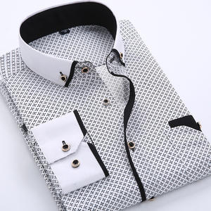 Camisa estampada de manga larga informal a la moda para hombre suave J0071 ropa de marca con cuello levantado para la temporada de primavera - Product Image 1