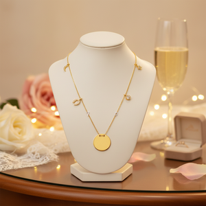 สร้อยคอทอง14K สีเหลืองทอง ID ส่วนบุคคลนำโชคโซ่สง่างามงานแต่งงานงานวันครบรอบงานทำมือไก่งวง - Product Image 3