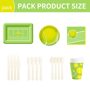 DAMAI - Juego de Vajilla Desechable de Papel con Diseño Deportivo de Tenis para Fiesta de Cumpleaños, Platos, Servilletas y Vasos para Niños - Product Image 6