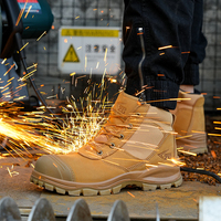 Bottes de sécurité L602 en cuir nubuck jaune à lacets avec embout en acier, prix usine, pour la construction, l'été, l'automne et l'exploitation minière