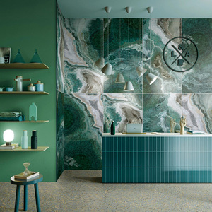 Céramique marbrée verte 750x1500-Carrelages de sol au design moderne et luxueux pour le salon, la salle de bain et le mur de la télévision de l'hôtel haut de gamme - Product Image 2