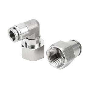 Raccord pneumatique rapide en acier inoxydable 304, raccord de tuyau d'air droit, PCF8-02, filetage interne, coude, pièces pneumatiques de haute qualité - Product Image 1