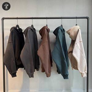 Sudadera con capucha de algodón 100% de hombro caído, unisex, con logo personalizado, de gran gramaje, oversize, bordado, lisa y transpirable. - Product Image 1