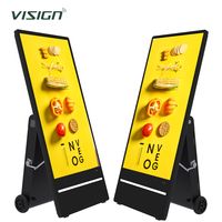 Layar Digital Portabel VISIGN 43 Inci Lipat, Bertenaga Baterai, untuk Acara Luar Ruangan, Pemutar Iklan Nirkabel