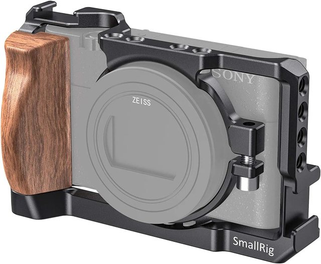 Smallrig Vlog Camera Cage for Sony Rx100 VI and Rx100 VII Camera with Wooden Handle Grip -CCS2434