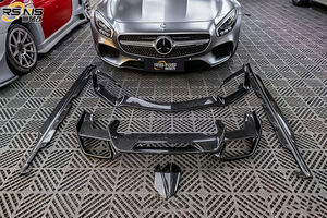 Kit de Carrocería Compatible con <span class=keywords><strong>Mercedes</strong></span> AMG GT GTS GTC, Estilo GTR Mejorado, Labio Delantero de Fibra de Carbono, Difusor Trasero, Faldones Laterales - Product Image 6