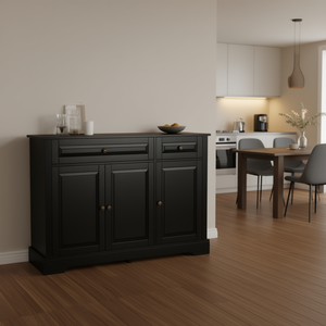 Buffet moderne noir avec armoires, tiroirs et rangements pour salon, cuisine, meubles de maison - Product Image 2