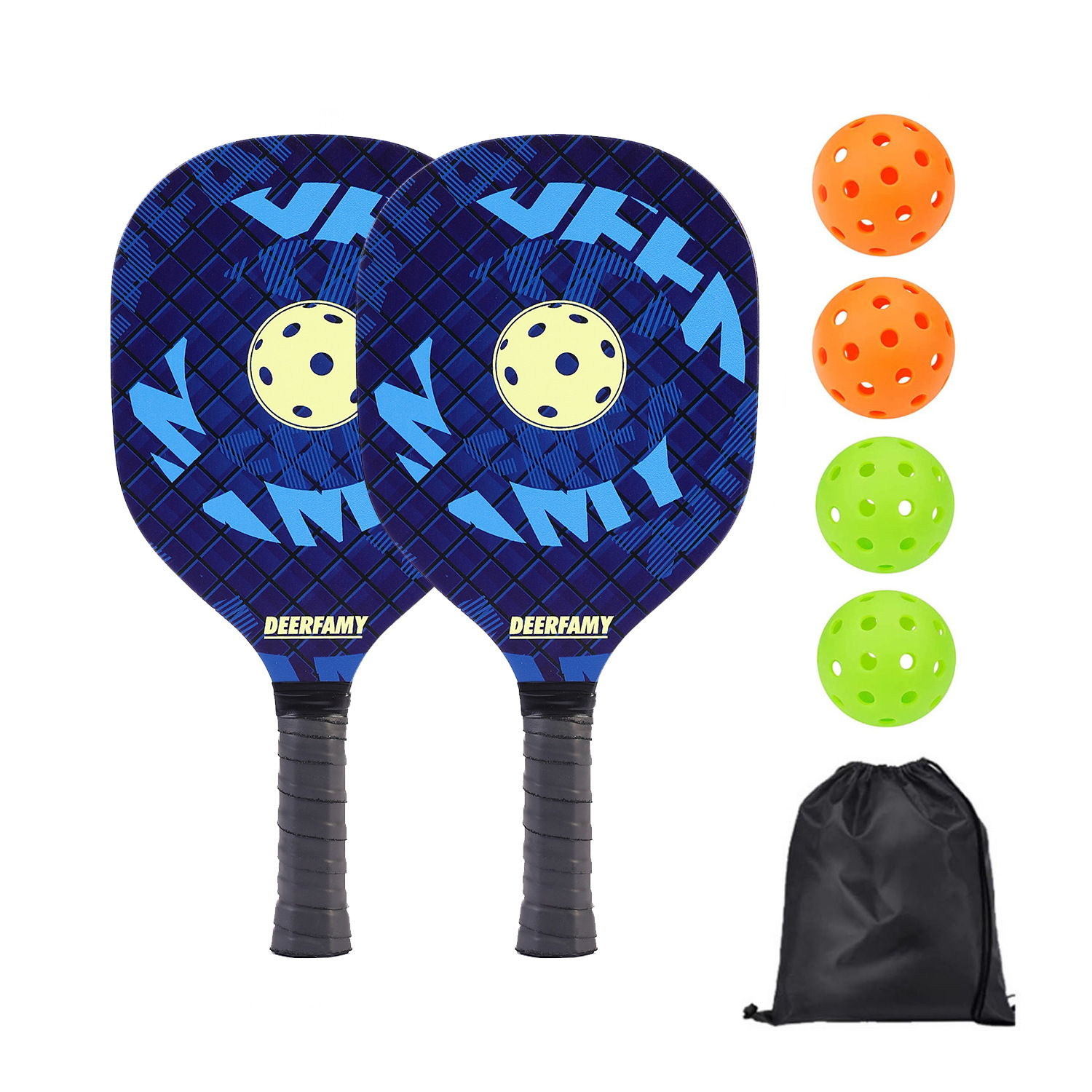 2 rackets, 4 balls, 1 drawstring bag [blue]