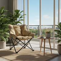 Chaise lune rembourrée en coton à dossier haut, légère et portable, pour la pêche, les pique-niques et le camping en extérieur