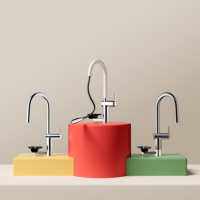 Keran Dapur Modern dengan Pembersih Gelas Terintegrasi, Tuas Tunggal, Krom, Baja Tahan Karat 304, Keran Mixer Wastafel Dapur OEM ODM Cup