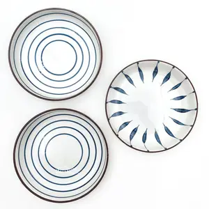 Nordic style creative hand-painted under-glaze colour ceramic round soup plate Hotel Ceramic Dinnerware