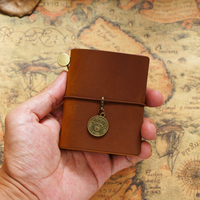Caliente Mini cuaderno de cuero genuino cuaderno de viajero diario de viaje diario Retro Vintage hecho a mano cuero de vaca regalo viajero