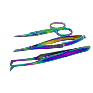 Pince à épiler de précision anti-magnétique en acier inoxydable multicolore à marque privée du fabricant, pointe lisse ou dentée pour cils et sourcils - Product Image 1