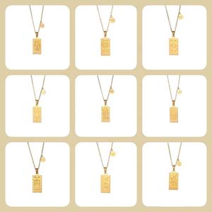 Collar de horóscopo del zodiaco grabado de acero inoxidable, collar de tarjeta de Tarot cuadrado personalizado, collar de <span class=keywords><strong>pareja</strong></span>, novedad de 2024 - Product Image 6