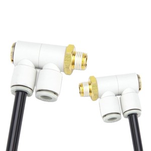 ข้อต่อเชื่อมเร็ว Qingze แบบสองท่อ ข้อศอก G1 8 G1 4 G3 8 G1 2 G3 4 อะไหล่ระบบนิวเมติก - Product Image 2