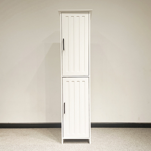 עץ דק גבוה 4 קומות ארגונית אחסון רצפה גדולה מדף רהיטים מעמד לארון אמבטיה עם דלתות - Product Image 2