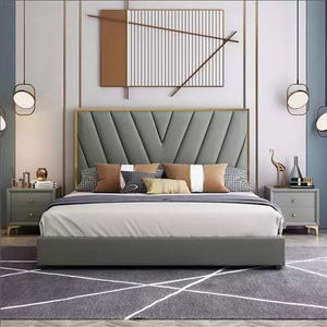 2024 maison de luxe moderne gain de place reine et <span class=keywords><strong>king</strong></span> size cadres en bois ensemble de meubles de chambre lit en cuir à bon prix - Product Image 2