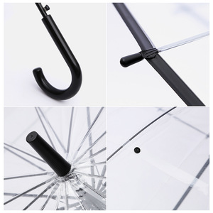 <span class=keywords><strong>Parapluie</strong></span> transparent épaissi, renforcé, résistant au vent, à long manche, semi-automatique, 16 baleines, sur mesure, couleur unie - Product Image 3