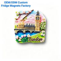 Aimant Souvenir de Londres Personnalisé OEM, Design Floral Big Ben en Relief 3D, Autocollant de Réfrigérateur en Polyrésine pour Importateurs de Marques