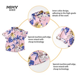 2pcs 100% 코 튼 꽃 인쇄 하와이 비치 소년 의류 세트 뜨거운 스타일 키즈 의상 여름 짧은 소매 셔츠 + 반바지 - Product Image 5