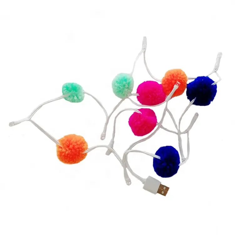 Neujahrs dekoration Lichter Pompom Ball LED Telefon Ladegeräte