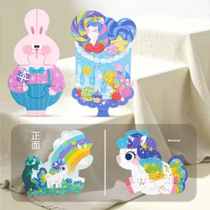 Grand puzzle en papier double face pour enfants de 0 à 7 <span class=keywords><strong>ans</strong></span>, amusant, <span class=keywords><strong>8</strong></span> lettres, thème animal, boîte cadeau éducative, jouet aux coins carrés, 50 pièces - Product Image 3