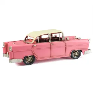 Handmade Pink Blue Car Model Creative Vintage Metal Craft Ornaments Home Decoration Miniature Craft Kids Christmas Toy