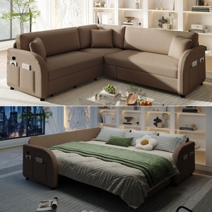 Divano <span class=keywords><strong>letto</strong></span> componibile a L imbottito da 85,1 pollici con funzione estraibile e porte USB - Product Image 6