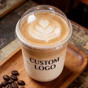 Gobelets à café en plastique PP 14oz 200ml Diamètre 90mm avec couvercle en dôme Gobelets jetables à double paroi pour les cafés - Product Image 2