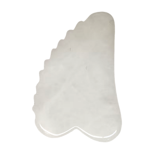 Outil de massage facial Gua Sha en jade blanc naturel en forme de cœur <span class=keywords><strong>avec</strong></span> logo personnalisé, planche de soin de la peau en quartz rose <span class=keywords><strong>avec</strong></span> dents - Product Image 1