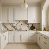 Meuble de cuisine sous évier de style américain moderne-traditionnel, couleur unie, avec panneau en mélamine, construction durable