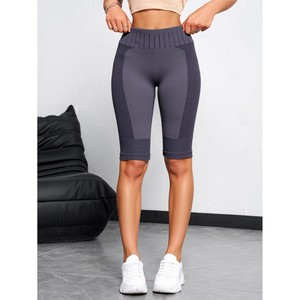 Pantaloni sportivi sportivi a vita alta a sei punti da donna pantaloncini di media lunghezza Casual tinta unita per lo Yoga e l'esercizio - Product Image 2